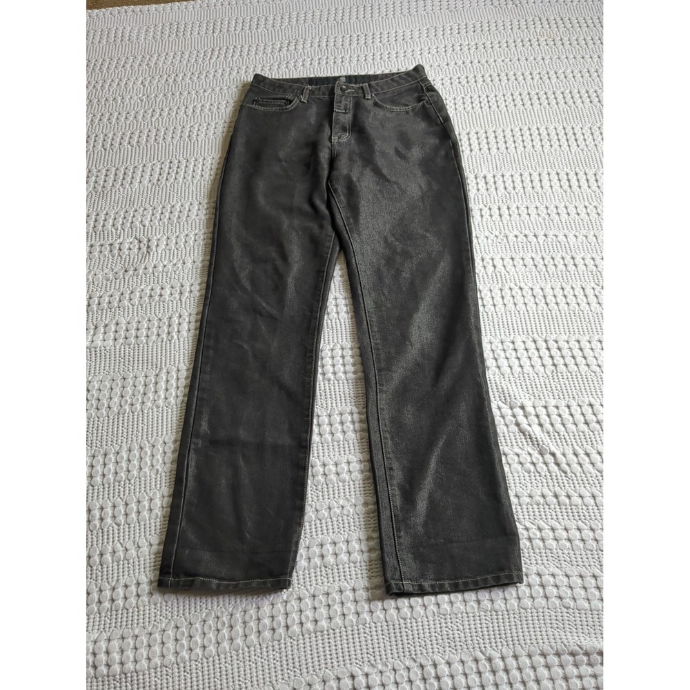Marithe Francois Girbaud Jeans Straight Leg Sz 30 Black 30X32 Shiny Coated